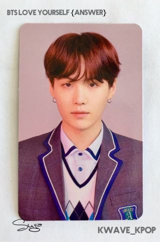 ✨suga (슈가) ✨ Bts Love Yourself Answer Version L - 1 Piece Official Photo Card