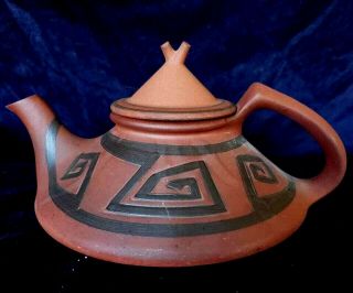 Clifton Pottery Indian Ware Teapot Southwest Pattern 275 Red Clay (small Chip)