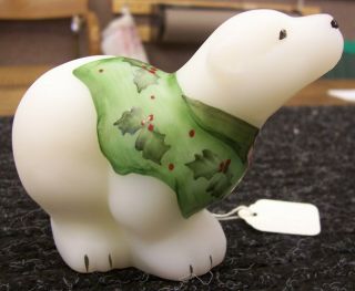 Fenton Hand Painted Satin Glass Polar Bear Figurine