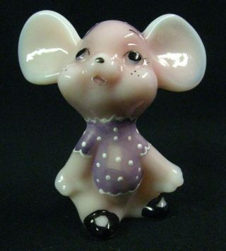 Scarce 1990s Fenton “rosalene” Pink Glass Mouse Figurine,  Artist Signed C.  Smith