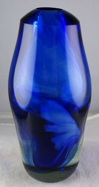 Studio Art Glass Blue Sculpture Vase Or Paperweight
