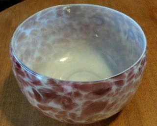 Large Heavy Purple & White Hand Blown Art Glass Bowl Vase Murano Style