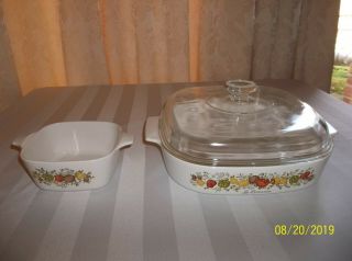 Vintage Corning Ware A - 10 - B Spice Of Life Casserole Dish W/ Dome Lid,  1