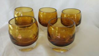 5 Mikasa Solaris Amber Brown Heavy Glass Home Votive Candle Holders