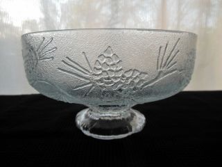 Tiara Indiana Glass Clear Ponderosa Pine Footed 7 3/4 " Vegetable Berry Bowl