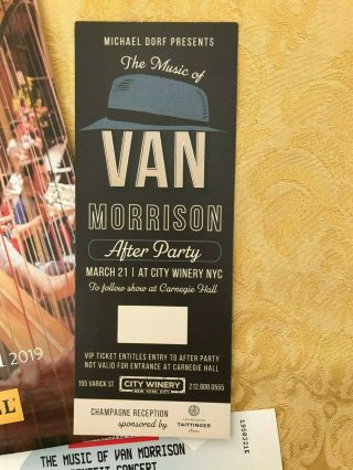 Van Morrison Tribute Concert Program & Tickets Carnegie Hall 2019 Patti Smith 2