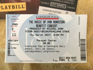 Van Morrison Tribute Concert Program & Tickets Carnegie Hall 2019 Patti Smith 3