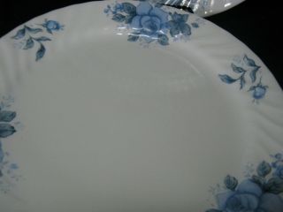 4 Corelle BLUE VELVET Dinner Plates Rose Swirl Edge 5