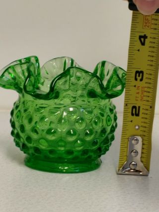 Vintage Fenton Art Glass Fern Green Hobnail 3 " Vase