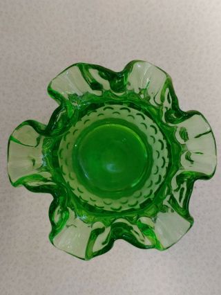 Vintage Fenton Art Glass Fern Green Hobnail 3 