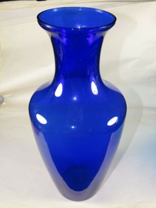 Vintage Pilgrim Glass Company Hand Blown Glass Cobalt Blue 13 1/2 " Tall Vase