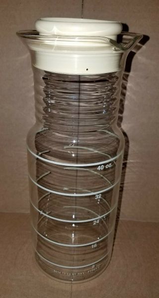 Vintage Stripe Striped Corning Pyrex Carafe Pitcher 1.  5 Liter 8014