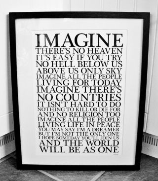 John Lennon/imagine A3 Size Lyric Art Print/poster