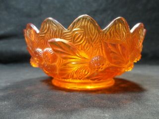 Marked Northwood Carnival Glass Acorn Burrs Berry Bowl Marigold 4 1/2 "
