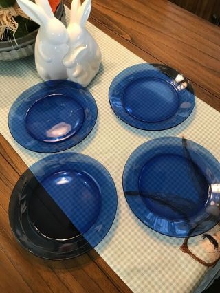 Set Of 4 Vintage Princess House Cobalt Blue Luncheon/ Salad Desert Plates