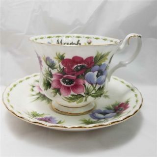 Royal Albert Flower Of The Month Series March Anemones Cup And Saucer
