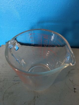 Vintage Pyrex Measuring Cup Red Lettering 4 Cup 1 Quart No Metric GOOD USA 5