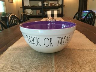 2019 Rae Dunn Halloween Purple Trick Or Treat Large Mixing Serving Bowl