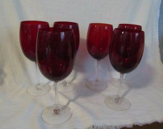 Circleware Tall Ruby Red With Crystal Stems 8 - 1/ 