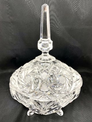 Anna Hutte Echt Bleikristall Lead Crystal 4 - Toed Footed Bowl With Lid Germany