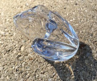 Signed Daum France Clear Crystal Frog Paperweight Figurine Art Glass