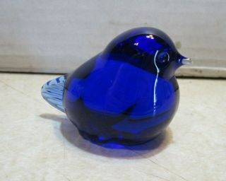 Vintage Cobalt Blue Glass Bird 2 1/2 " Figurine Signed Tyko Bb249