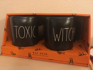 Rae Dunn Toxic And Witch Black Halloween Mugs Set Of 2