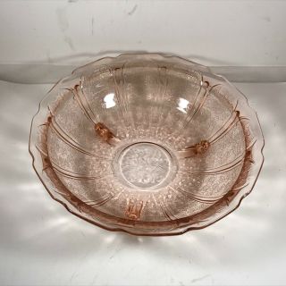 Vintage Jeannette Glass Cherry Blossom Pink Depression Glass Footed Bowl