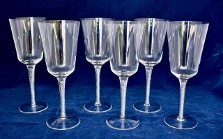 Elegant Set Of 6 Vintage Air Twist Stem Crystal Wine Glasses 200ml/19.  7cm