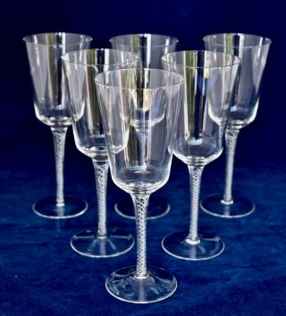 Elegant Set of 6 Vintage AIR TWIST Stem Crystal Wine Glasses 200ml/19.  7cm 2