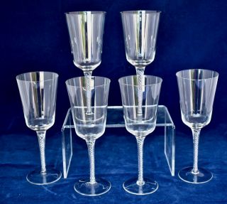 Elegant Set of 6 Vintage AIR TWIST Stem Crystal Wine Glasses 200ml/19.  7cm 5