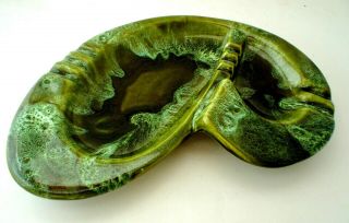Vintage Mid Century Wade Of California Pottery Ashtray With Green Drip Glaze