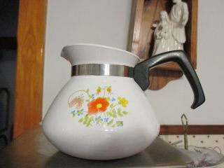 Vintage Corelle Corning Ware Wildflower Teapot Tea Pot Kettle 6 Cup P - 104