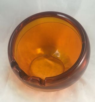 Vintage Mcm Viking Glass Orange Orb Sphere Retro Round Ashtray 5.  25” Hand Made