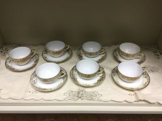 Vintage Noritake/175/Christmas/ Ball Ornament Moriage Cups And Saucers Set of 7 3
