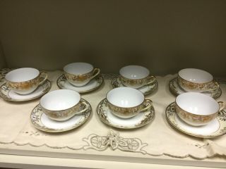 Vintage Noritake/175/Christmas/ Ball Ornament Moriage Cups And Saucers Set of 7 4