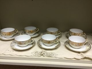 Vintage Noritake/175/Christmas/ Ball Ornament Moriage Cups And Saucers Set of 7 6