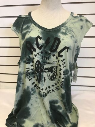 Ac/dc Tie Dye Womens 2xl Tank Top Music Singlet Shirt Xxl