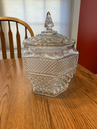 Vintage Anchor Hocking Wexford Cookie Jar & Lid Clear Glass