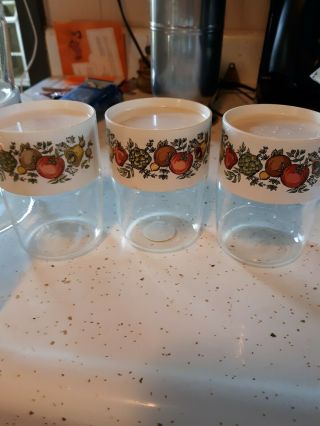 5 PYREX SPICE OF LIFE CANISTERS GLASS CONTAINER W LIDS & seals 1 gemco VINTAGE 3