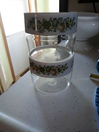 5 PYREX SPICE OF LIFE CANISTERS GLASS CONTAINER W LIDS & seals 1 gemco VINTAGE 6