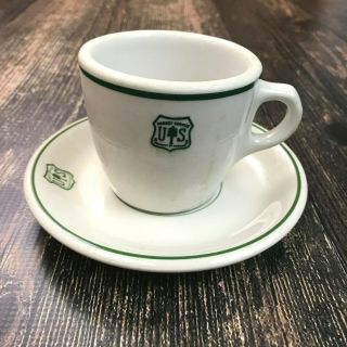 Vtg U.  S.  Forest Service Coffee Cup Saucer 40s Tempco Sterling Restaurant Ware 1