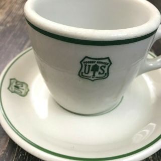 VTG U.  S.  Forest Service Coffee Cup Saucer 40s Tempco Sterling Restaurant Ware 1 2