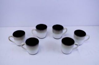 Set Of 6 Sango Nova Coffee Cups Mugs Black 4932