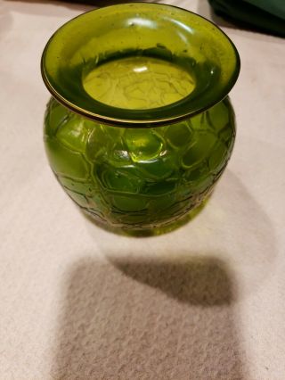 Loetz Iridescent Green Art Glass Vase With Textured Surface