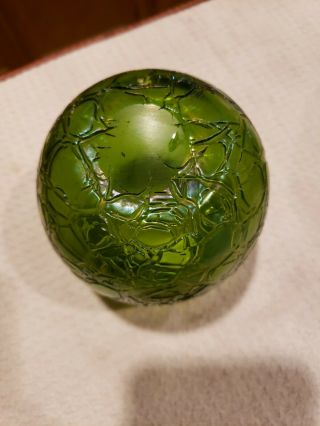 Loetz iridescent Green Art Glass Vase with Textured Surface 3