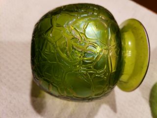 Loetz iridescent Green Art Glass Vase with Textured Surface 8