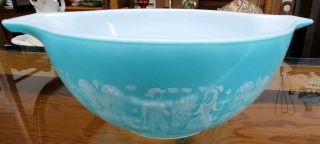 Vintage Turquoise Pyrex 442 1.  5 Quart Amish Butterprint Pattern Cinderella Bowl