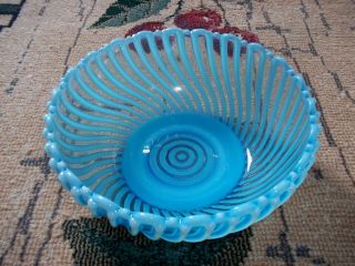 Vintage Beatty Glass Swirl Large Serving Bowl Light Blue