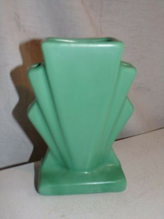 Vintage Antique Caliente Pottery Vase,  Green Art Deco